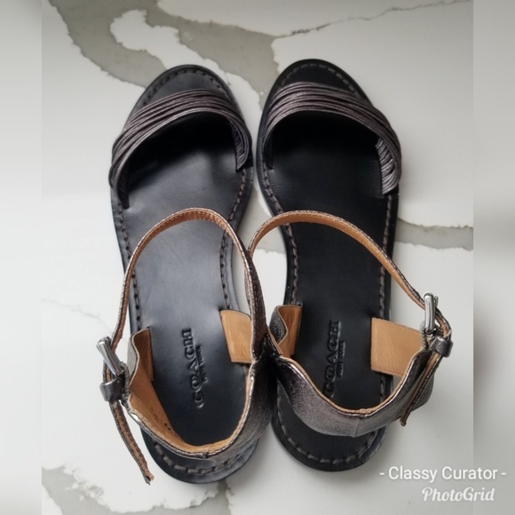 Like new! COACH Melynda metallic nappa sandals - Picture 4 of 5